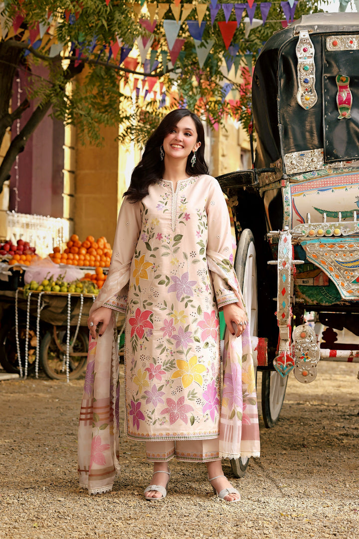 FLOWER  EMBROIDERY 3 PIECE SUIT