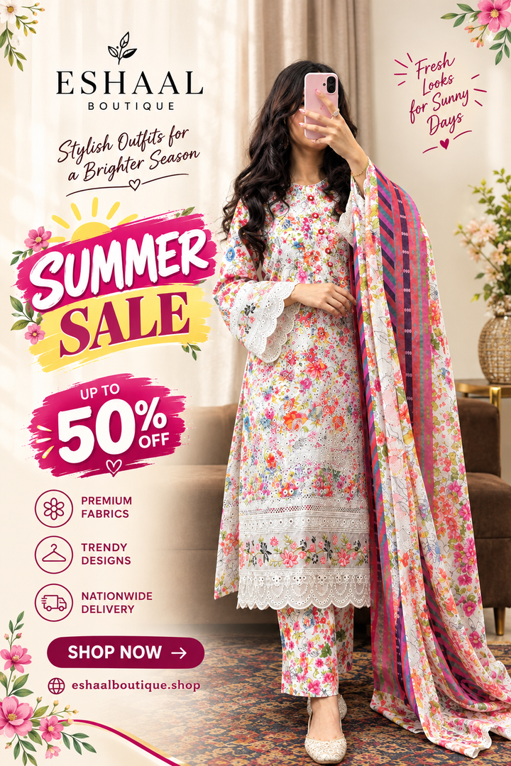 CHIKANKARI EMBROIDERED SUIT 3 PC EBO1