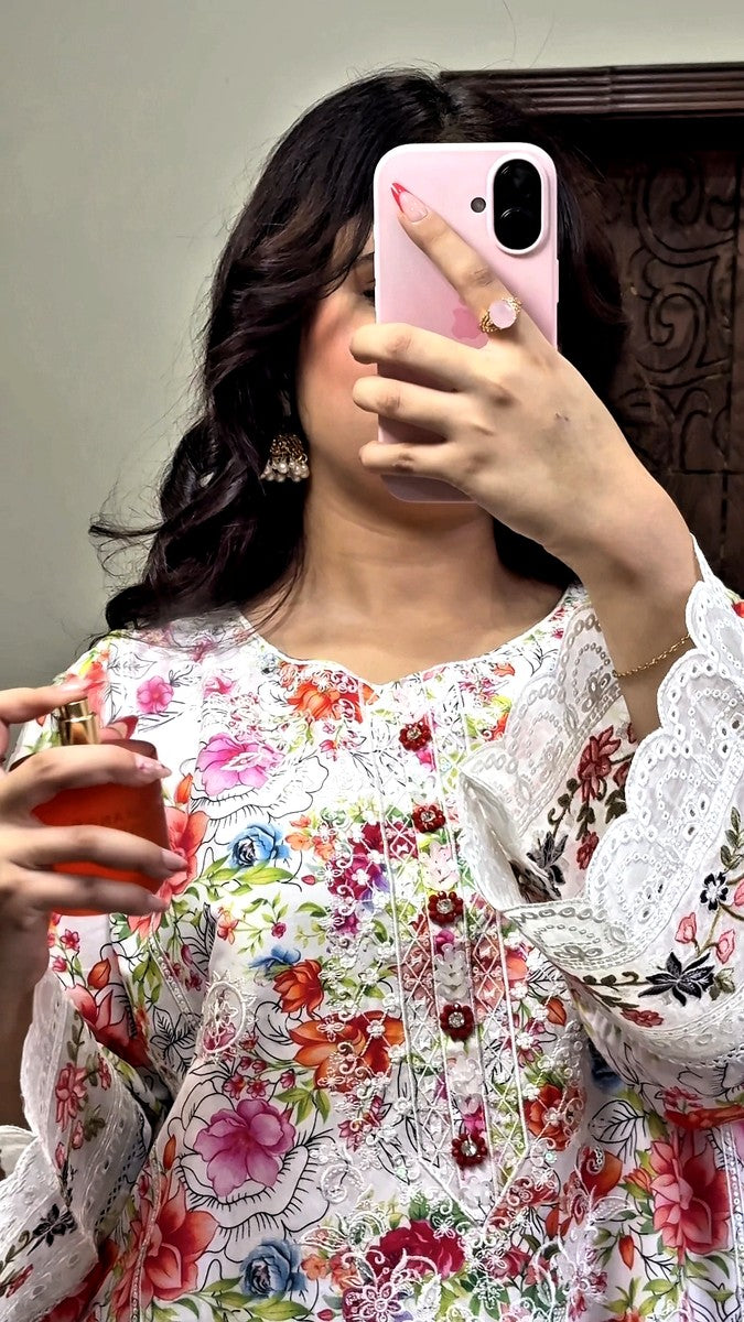 CHIKANKARI EMBROIDERED SUIT 3 PC EBO1